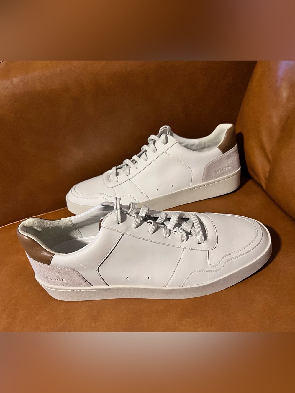 Vince Men's Peyton Lace-Up Sneaker in chalk white/tan men’s size 13M